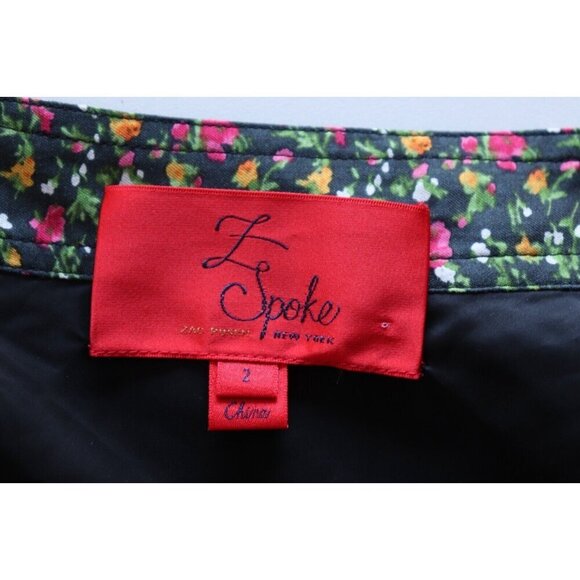 Zac Posen Z Spoke Women's US2 Black Floral Skirt Pleated A-Line Silk Blend Mini - Picture 5 of 7